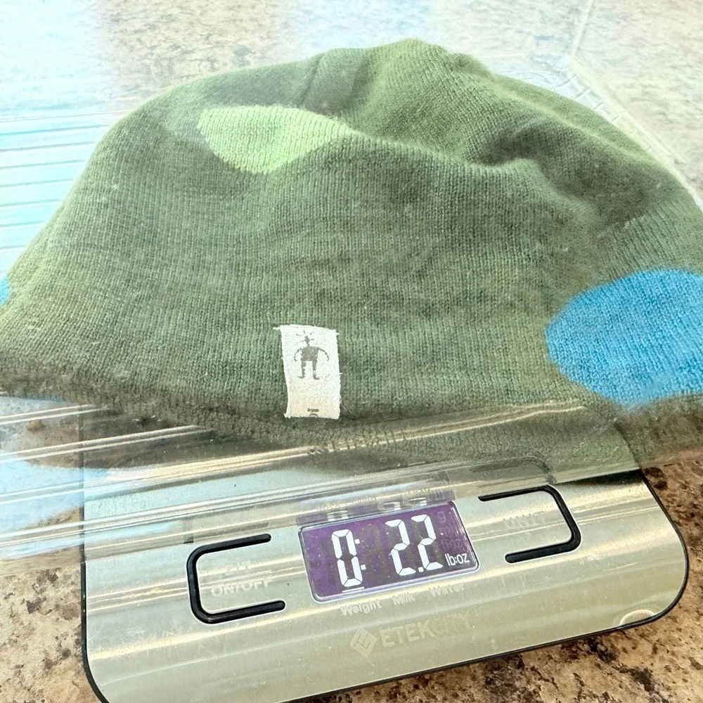 SmartWool Kids Merino Wool Beanie Hat Olive Green Polka Dot Knit 12-447 F09-D3